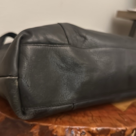 Ellington Black Leather Tote Bag purse Laptop - Picture 5 of 9